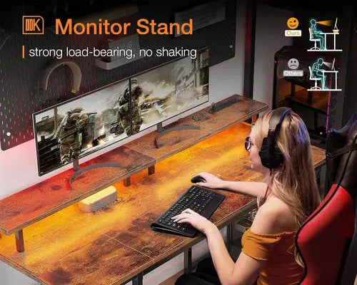 48 Inch Gaming Desk with LED Lights & Power Outlets, Computer Desk GamersLiveForGaming GamersLiveForGaming