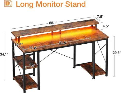48 Inch Gaming Desk with LED Lights & Power Outlets, Computer Desk GamersLiveForGaming GamersLiveForGaming