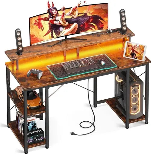 48 Inch Gaming Desk with LED Lights & Power Outlets, Computer Desk GamersLiveForGaming GamersLiveForGaming