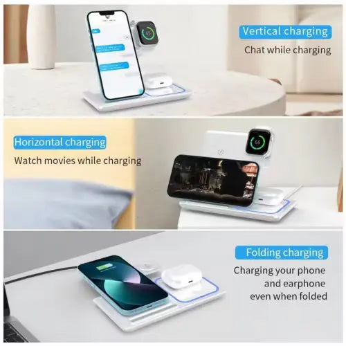 Foldable 3 In 1 Fast 15w QI Wireless Charging Station GamersLiveForGaming GamersLiveForGaming