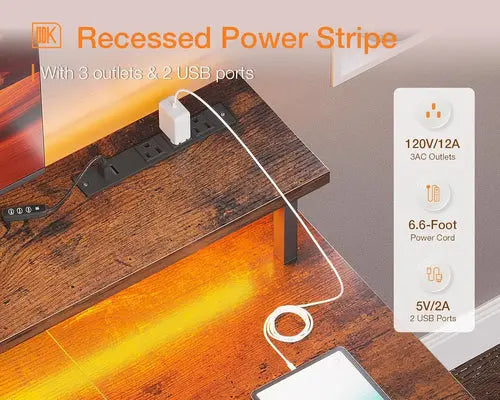 48 Inch Gaming Desk with LED Lights & Power Outlets, Computer Desk GamersLiveForGaming GamersLiveForGaming