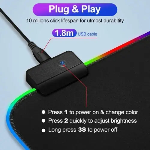 Ninja Dragons RGB Gaming 1 Touch Light Up Mouse Pad - Large Size GamersLiveForGaming GamersLiveForGaming